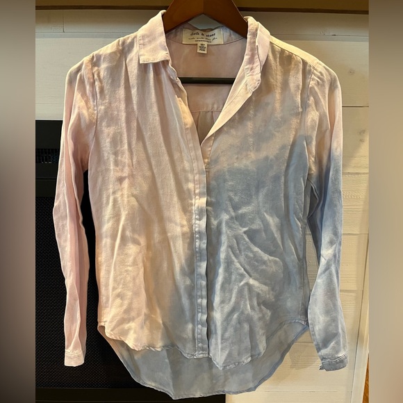 Cloth & Stone light pink and blue tie-dye button down.size PXXS - Picture 3 of 5